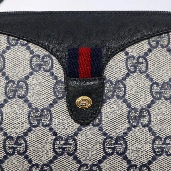 GUCCI GG Supreme Sherry Line Shoulder Bag PVC Navy Gold 89 02 018 Auth BA4022 - Picture 12 of 15